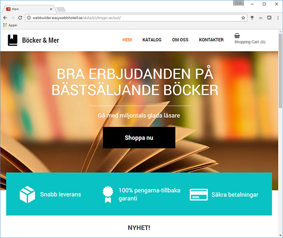 EASY Sitebuilder - klicka här att komma till vår livedemo där du kan skapa din egna hemsida